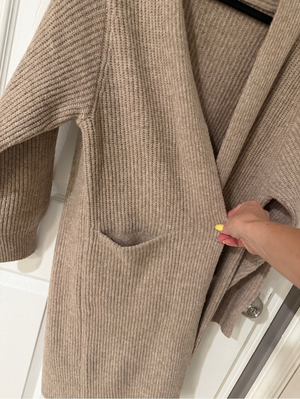 Universal Thread Long Open-Front Ribbed Cardigan - Taupe - Picture 5 of 8